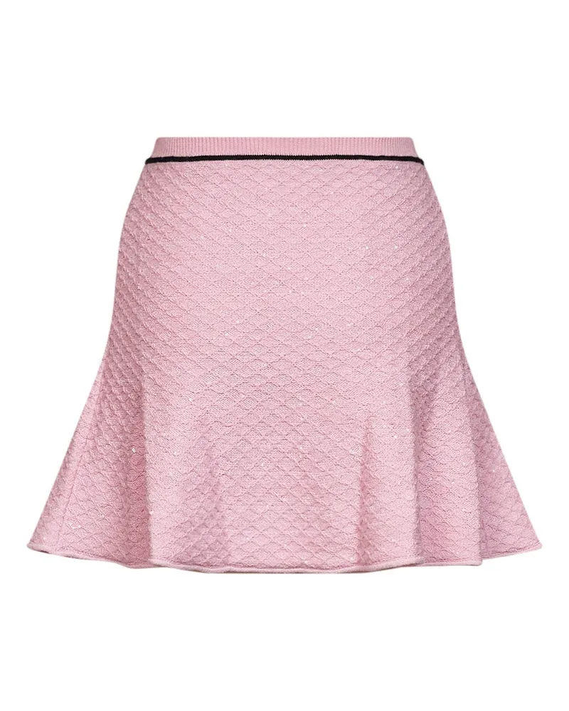 Self-Portrait Women's Mini Skirt Pink Sequin Knit Polyester Pink