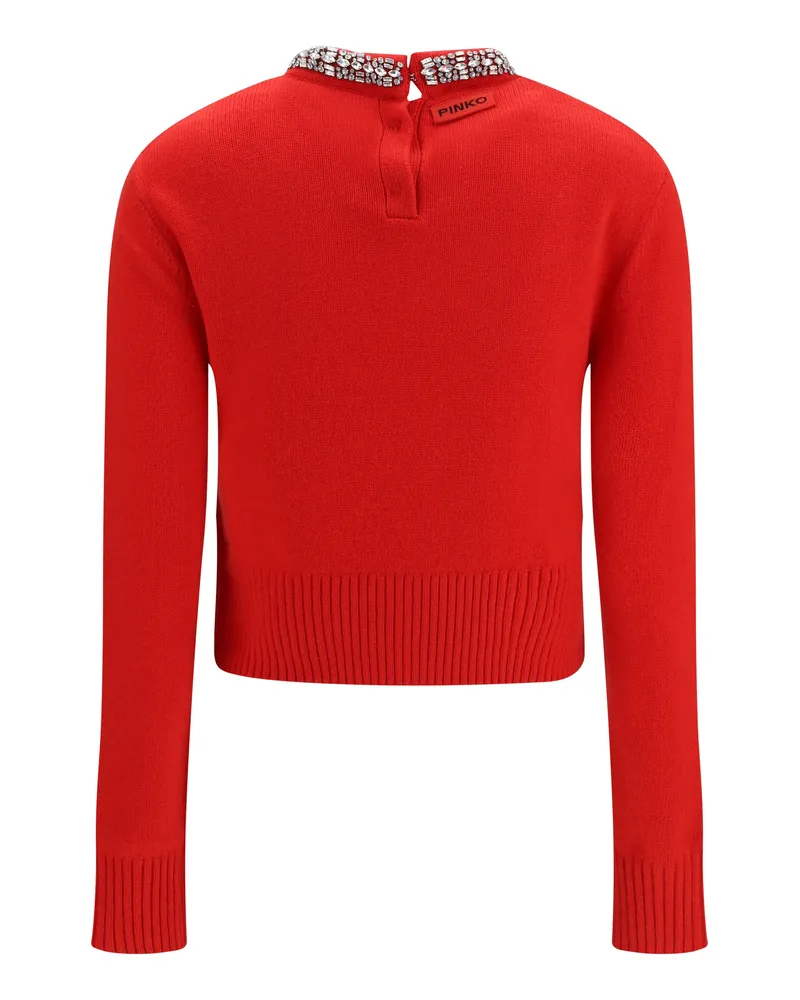 Pinko Women Berlino Wool Sweater Rosso Ibisco Red