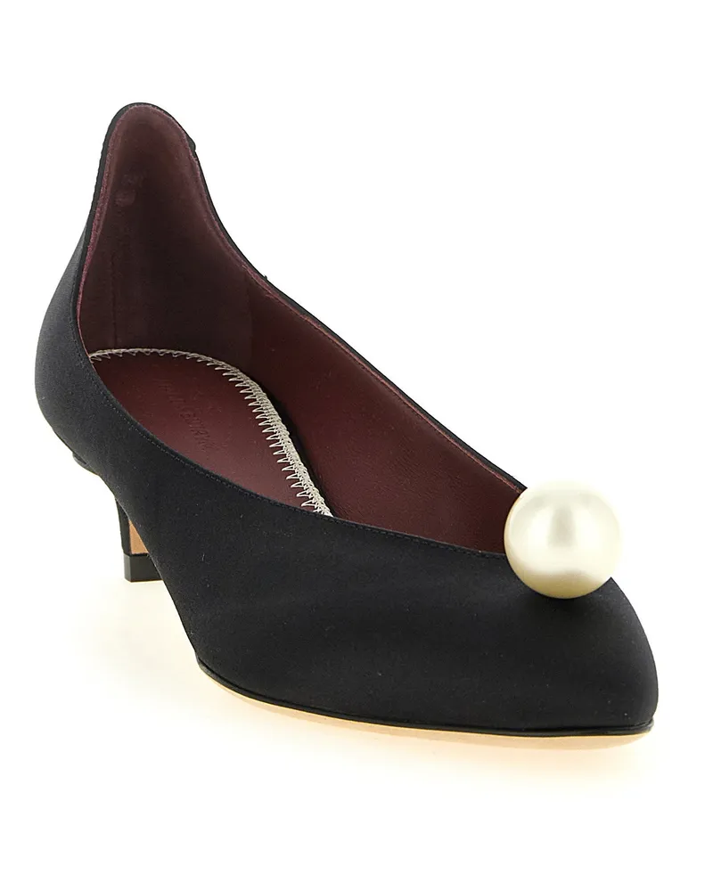 Magda Butrym Pearl-Embellished Satin Heel — Black Black