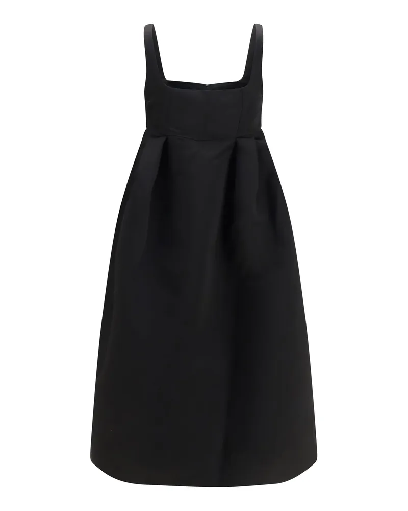 Ganni Duchesse Satin Corset Dress — Black 