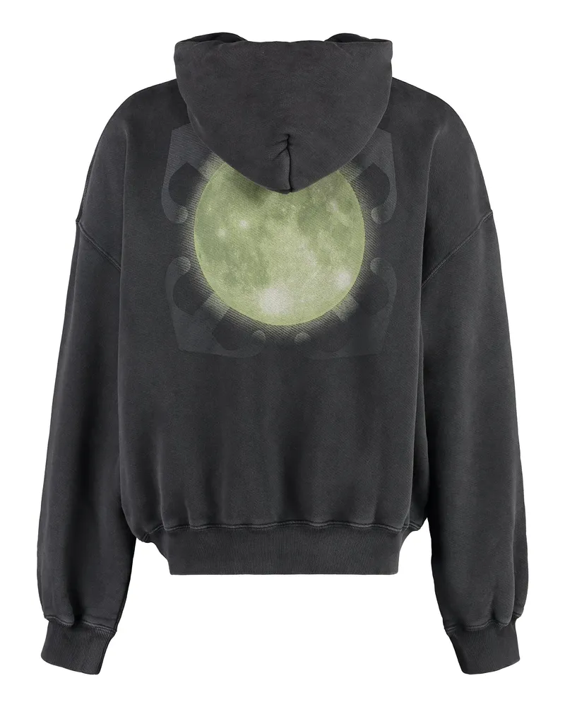 OFF-WHITE Men's Hooded Sweatshirt With Back Print Grey Cotton Jumpers Sweater Gray