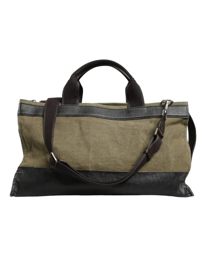 Dolce & Gabbana Men's Two-Tone Canvas And Leather Shoulder Bag Green Green