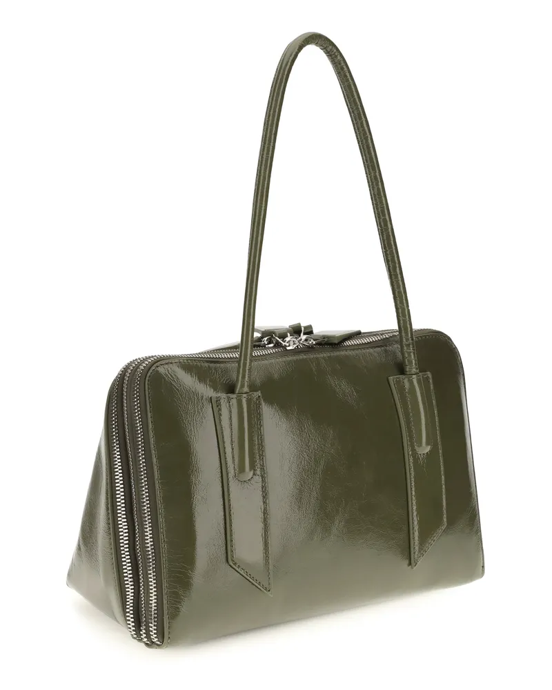 ATTICO L'Altra di Milano Calfskin Leather Shoulder Bag — Olive Olive
