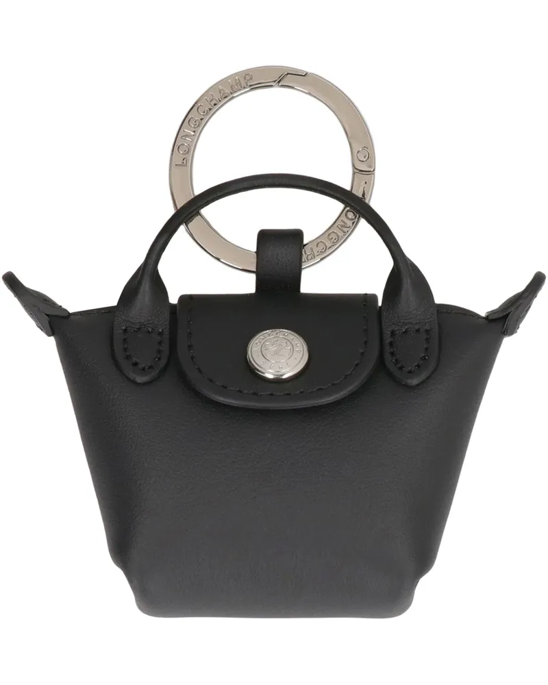 Longchamp Women's Key Ring Le Pliage Xtra Black Cow Hide Keyrings & Keychains Black