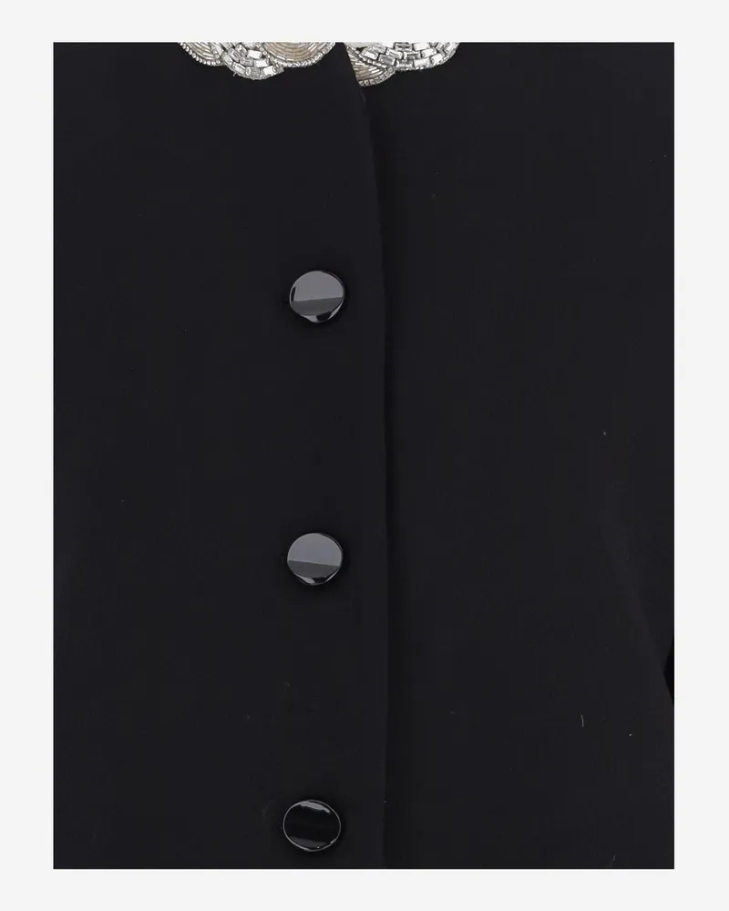 Valentino Garavani Virgin Wool with Decorated Collar Jacket — Black Black
