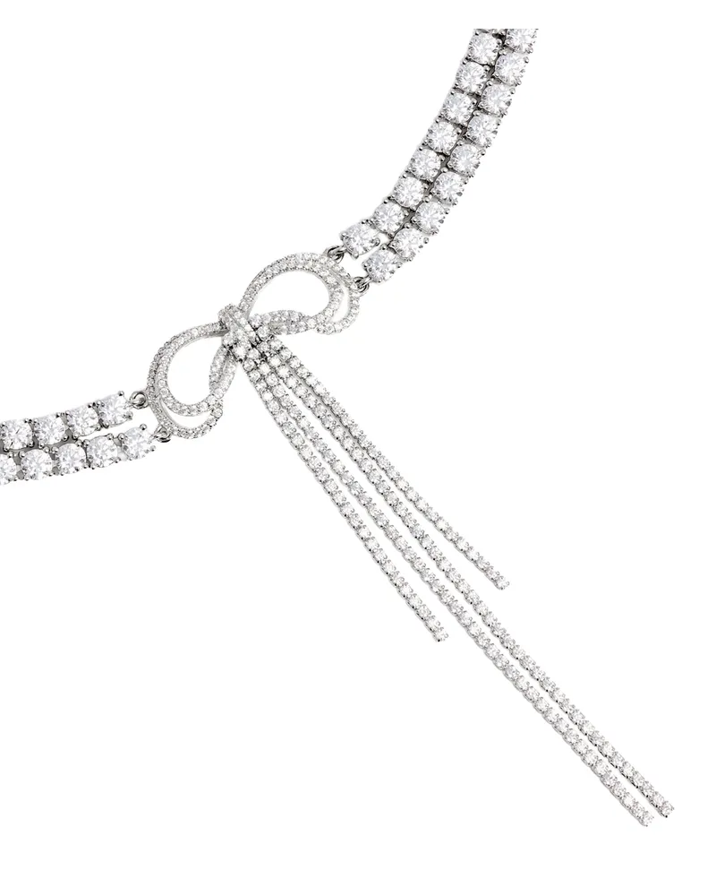 Self-Portrait Women's Necklace Double Crystal Bow Silver Crystal-Silver Brass Earrings Crystal/silver Silver