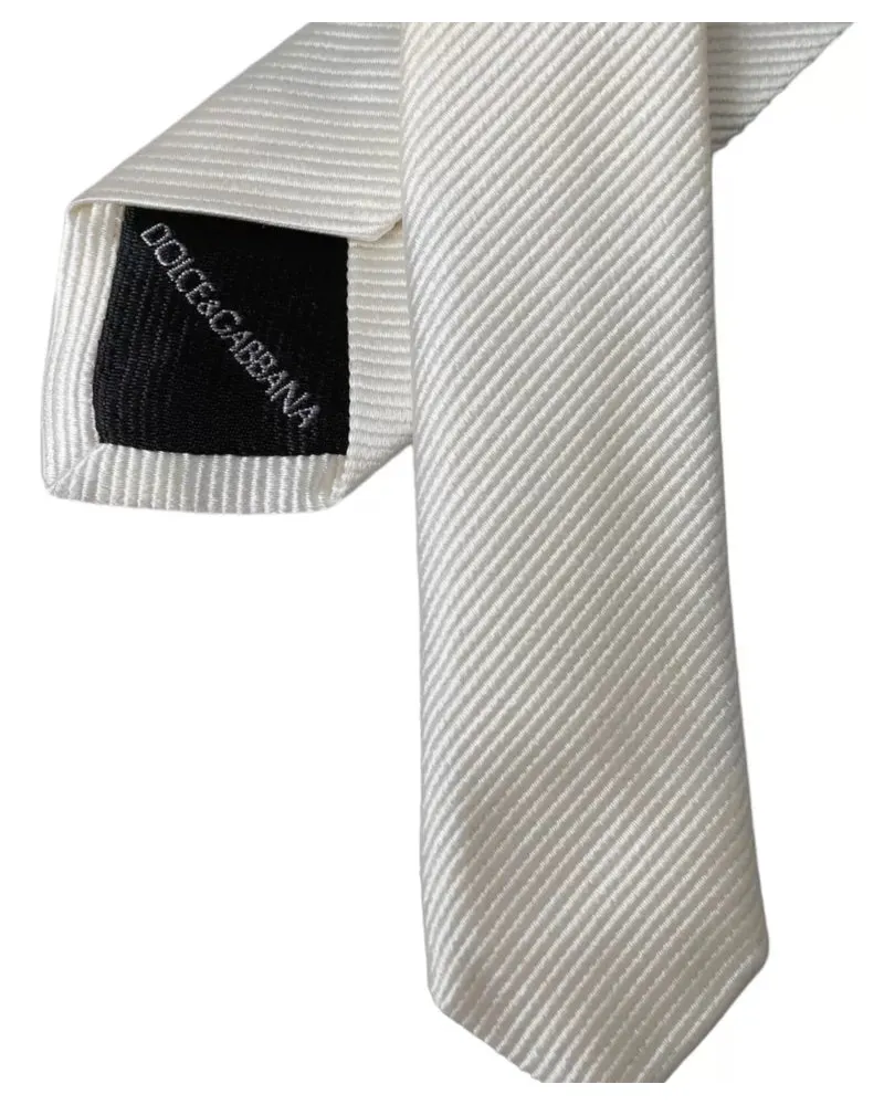 Dolce & Gabbana Men's White Solid Silk Adjustable Tie White