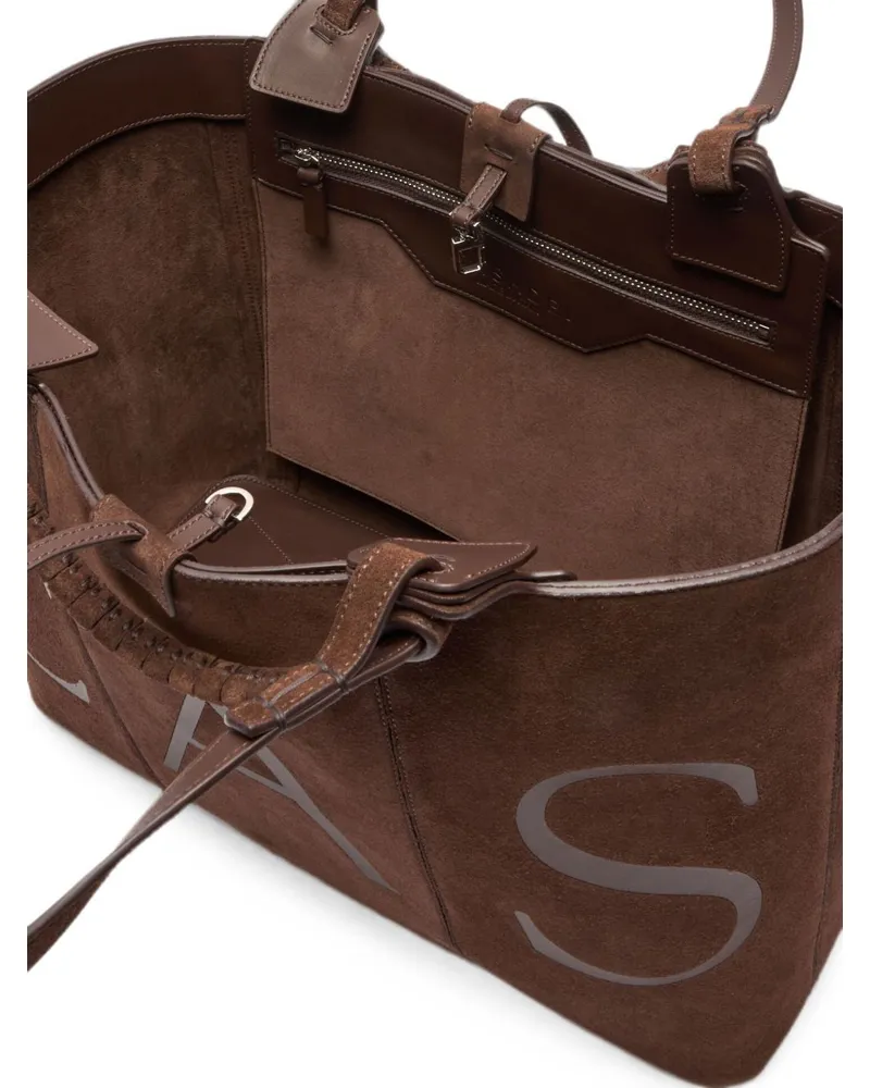 Casadei Logo Suede Tote Bag — Brown Brown