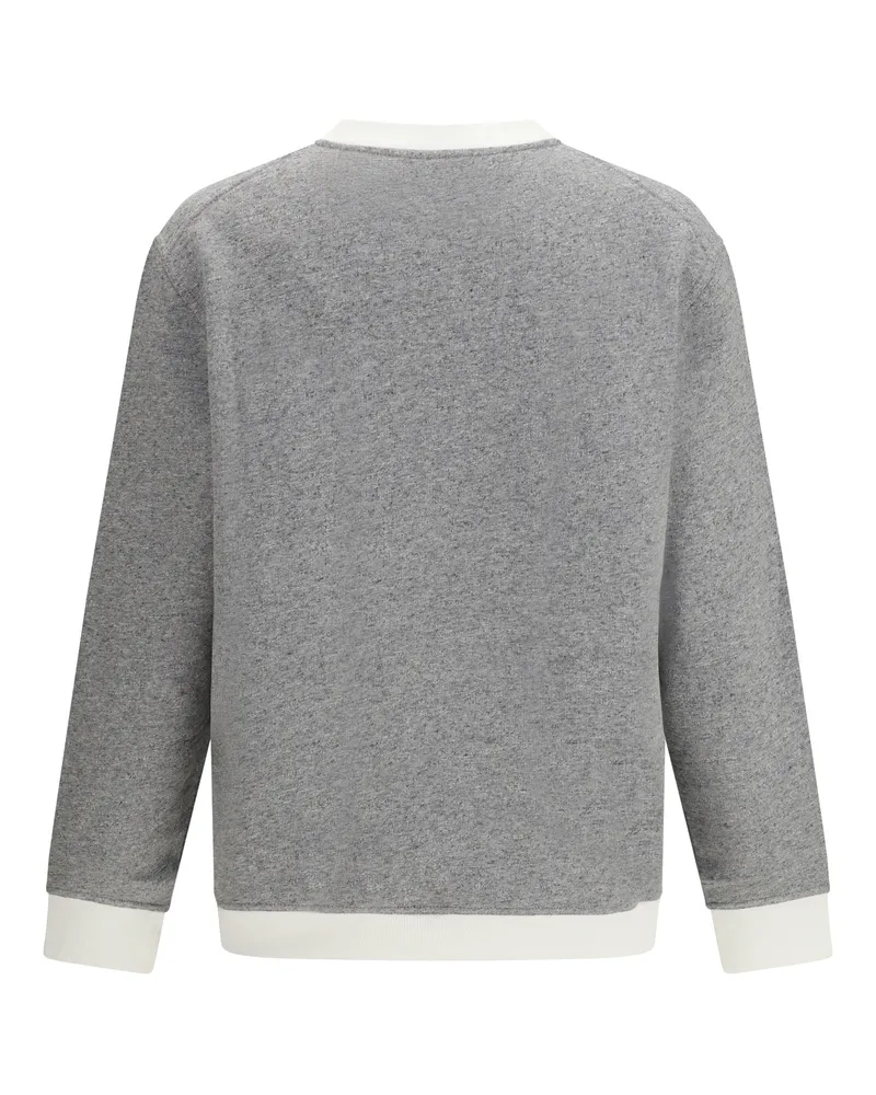 Brunello Cucinelli Men Long Sleeve Sweatshirt Grigio+offwhite Cotton Sweatshirts Sweater Gray