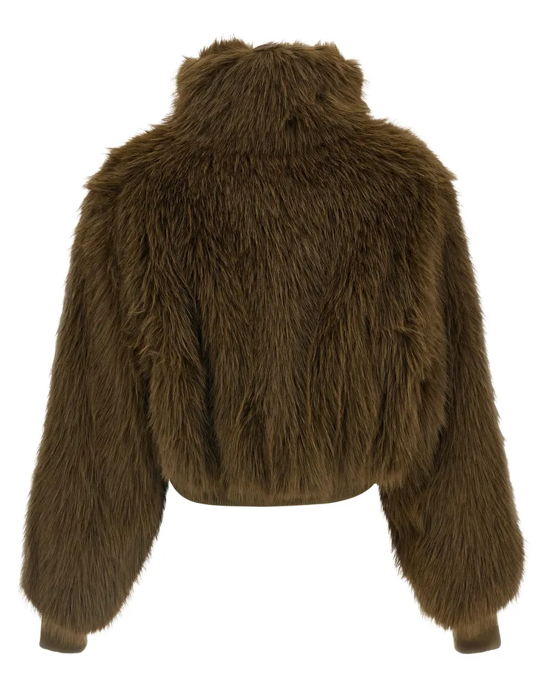 Fabiana Filippi Fur-Trimmed Cropped Jacket — Olive Olive