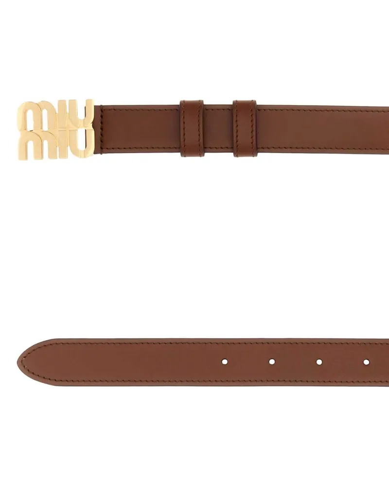 Miu Miu Women's Brown Leather Belt Tabacco Vitello Cinture Brown