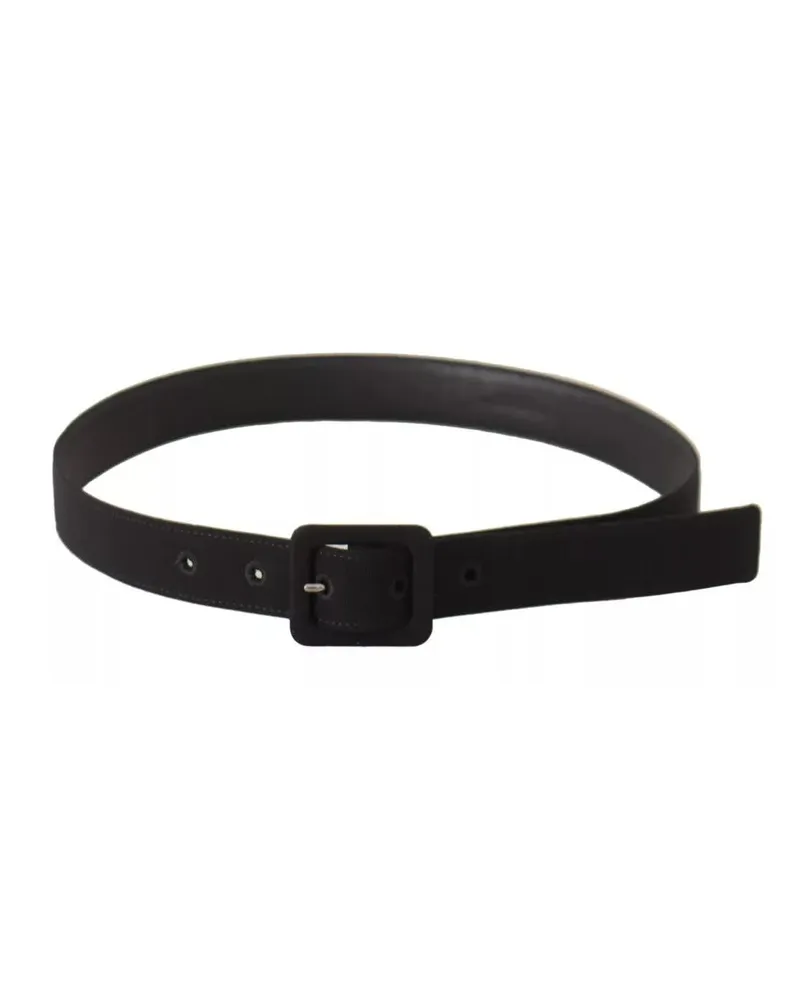Dolce & Gabbana Women's Black Velvet Leather Logo Waist Buckle Belt Black
