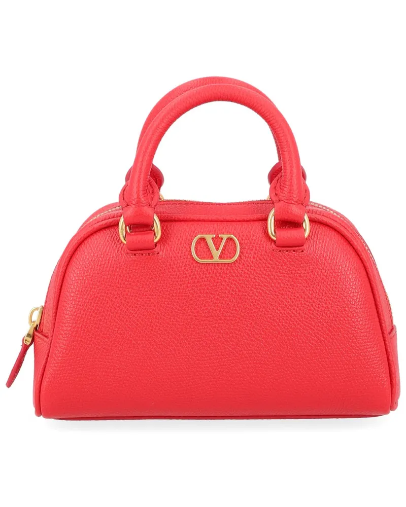 Valentino Garavani Women's Mini Bauletto Vlogo Signature Red Leather Bag Handbags Hand Red