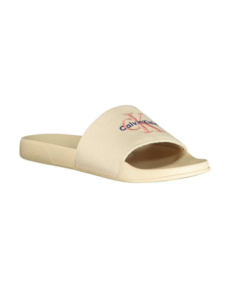 Calvin Klein Embroidered Polyester Slipper — Beige Beige