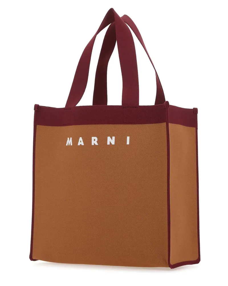 Marni Women's Two-Tone Fabric Medium Shopping Bag Zo196 Exterior: Polyester Borse A Mano Brown