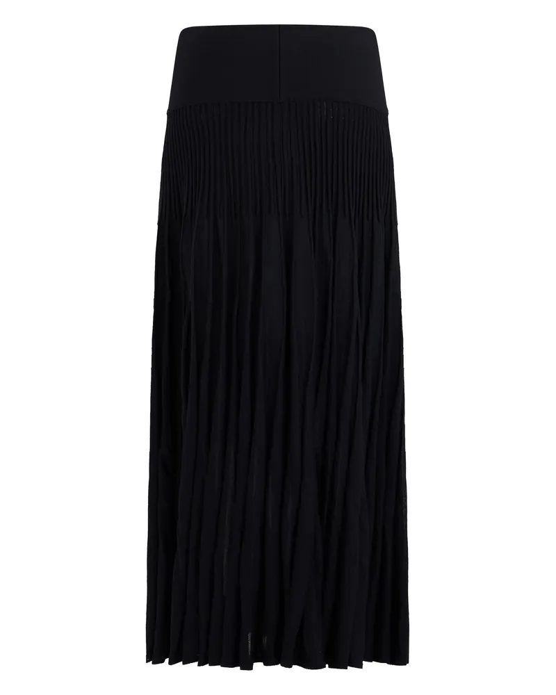 Alaïa Women's Pleated Wool Skirt Black Virgin Black