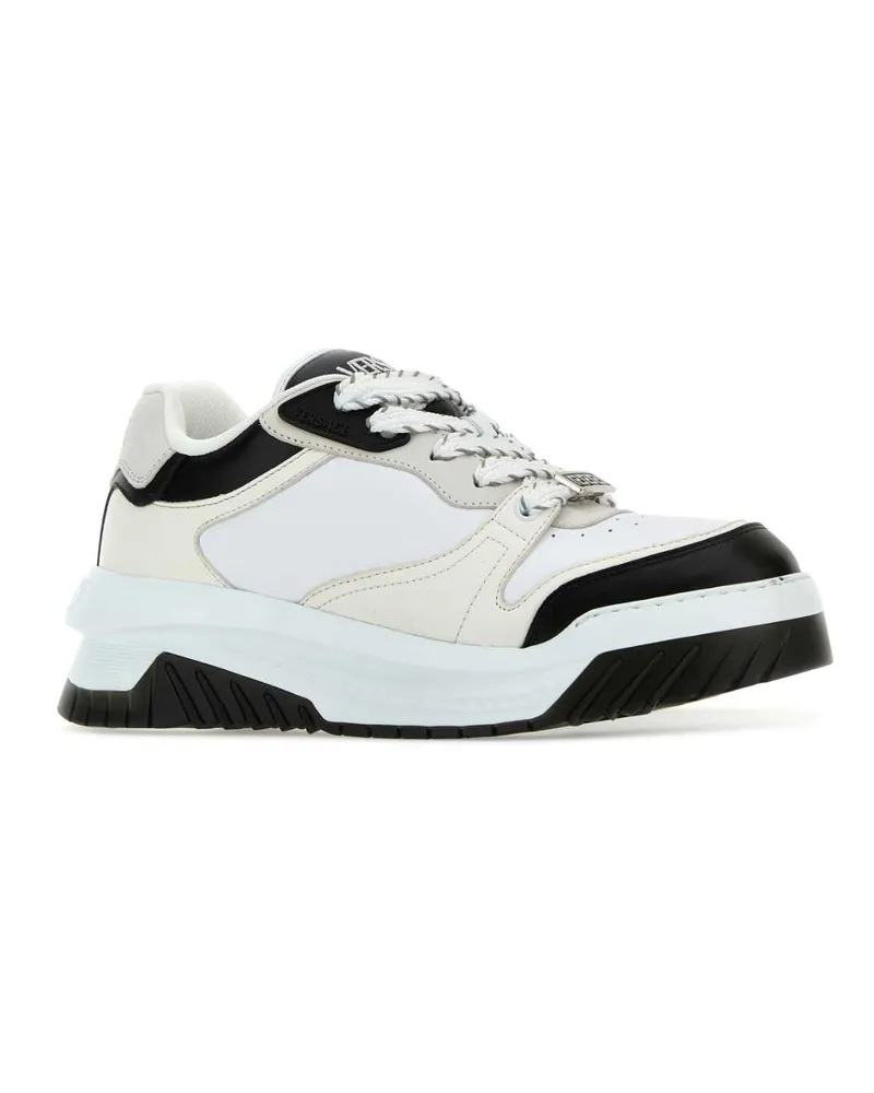 Versace Men's Multicolor Leather Odissea Sneakers Blackwhitepalladium Multicolor