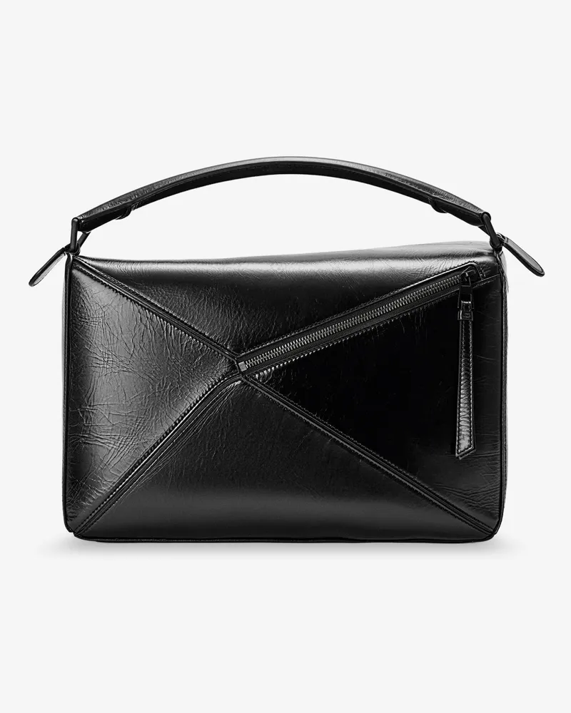 Loewe Men's Puzzle Leather Bag Black Handbags Hand Black