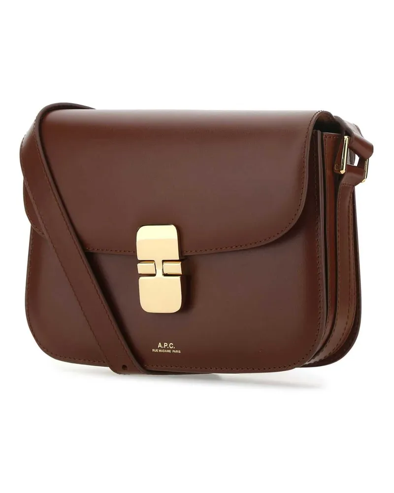 A.P.C. Women's Brown Leather Small Grace Crossbody Bag Cad Vache Borse A Mano Brown