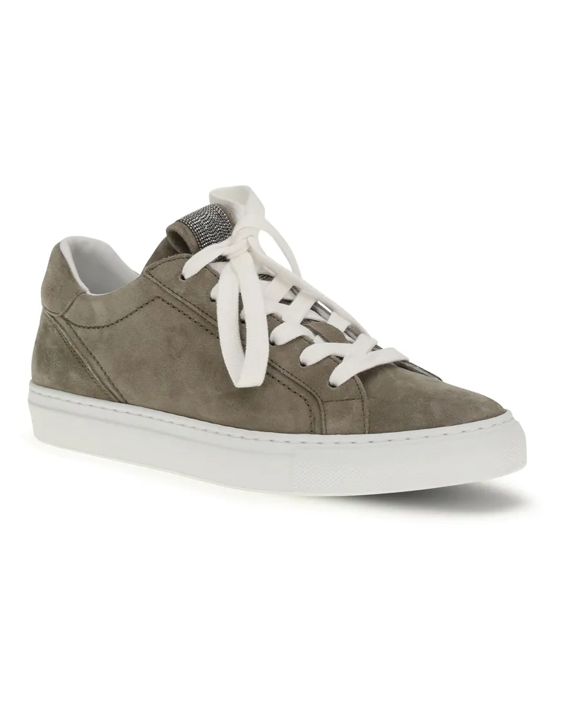 Brunello Cucinelli Women's Suede Sneakers With Precious Loop Safari Safari
