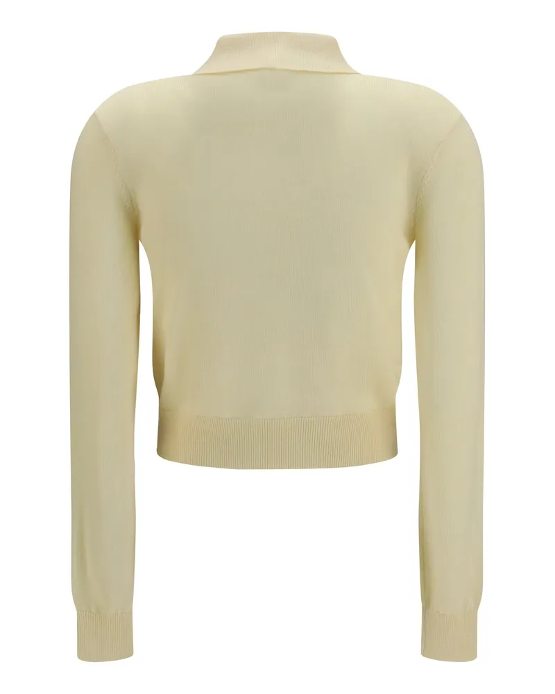 Self-Portrait Women Floral Embroidered Knit Cardigan Yellow Wool Ovis Aries Sweater Yellow