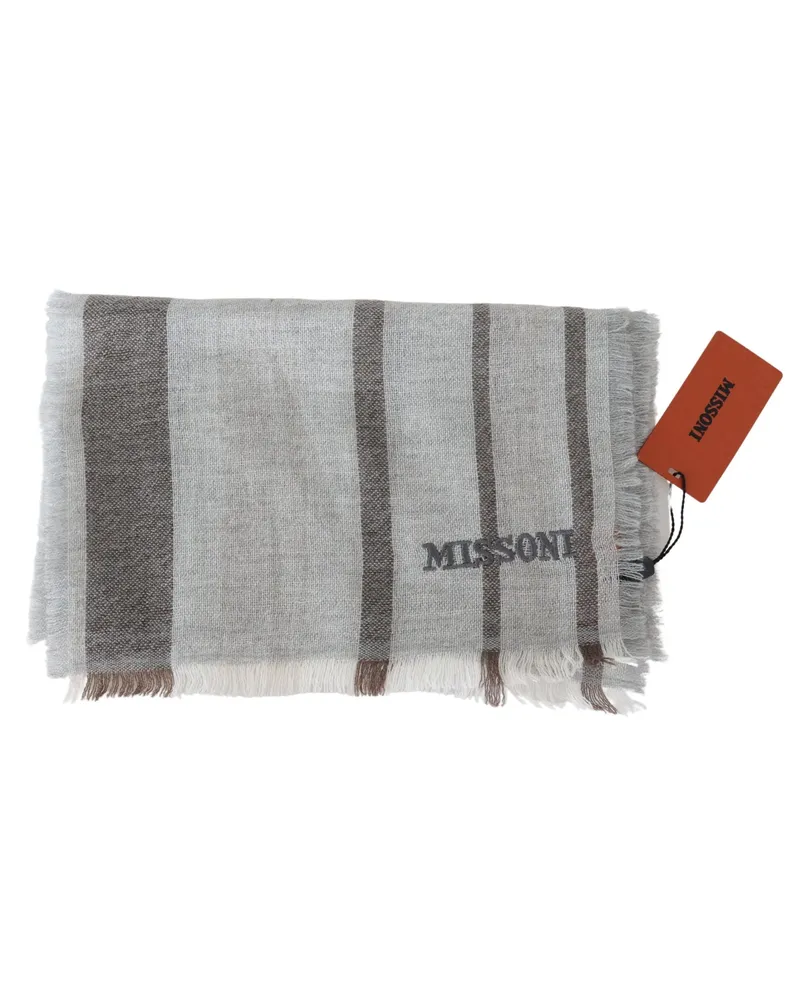 Missoni Men's Multicolor Striped Wool Unisex Neck Wrap Scarf Multicolor