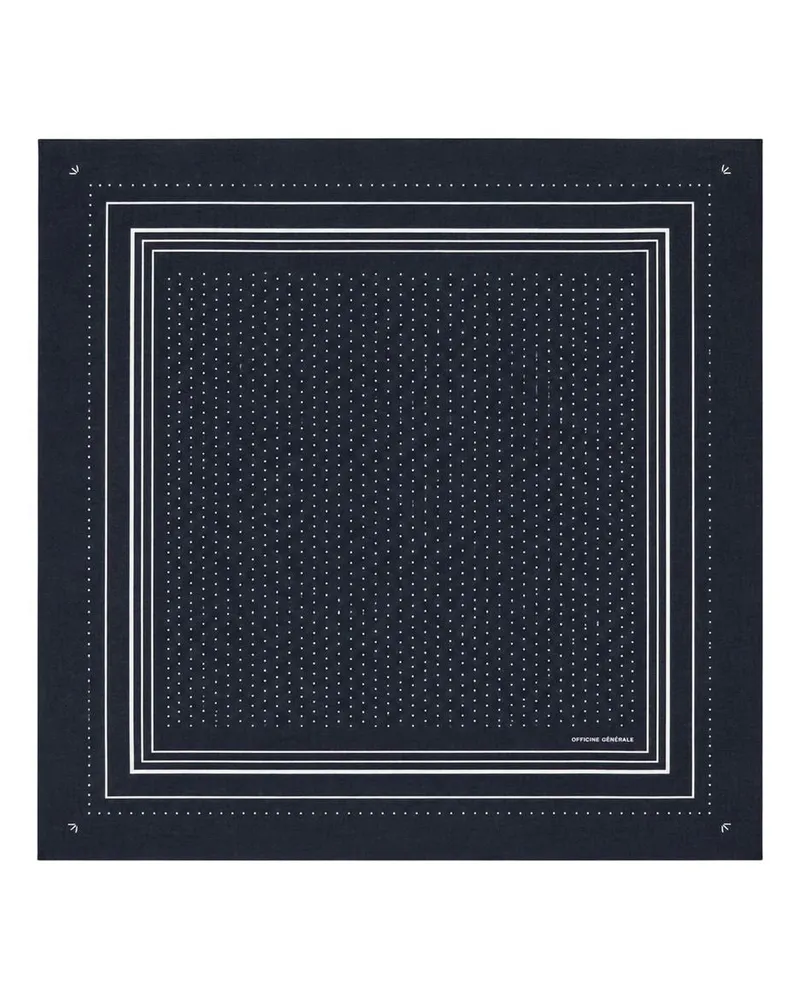 Officine Generale Wool Jacquard Scarf — Navy Navy
