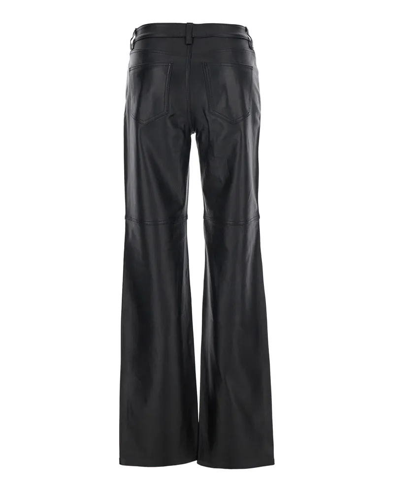 Michael Kors Black Leather Belt Loop Pants For Women Lamb Trousers Black