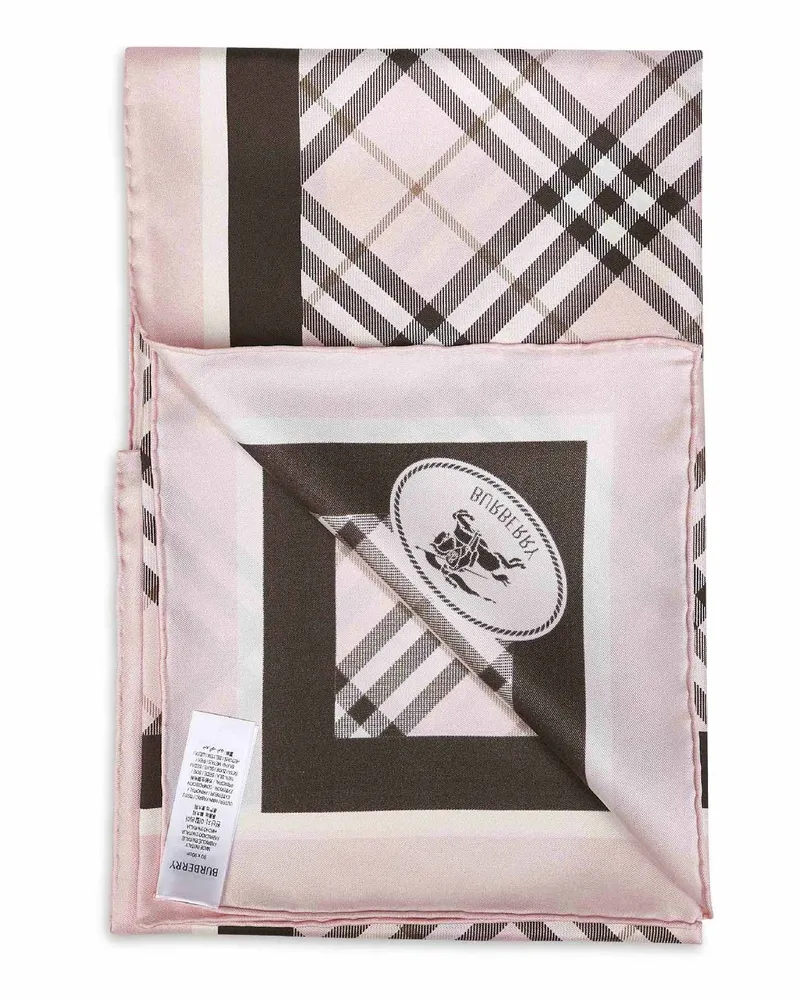 Burberry Women's Silk Twill Scarf Pink Check Multicolour Mulberry Scarfs Pink