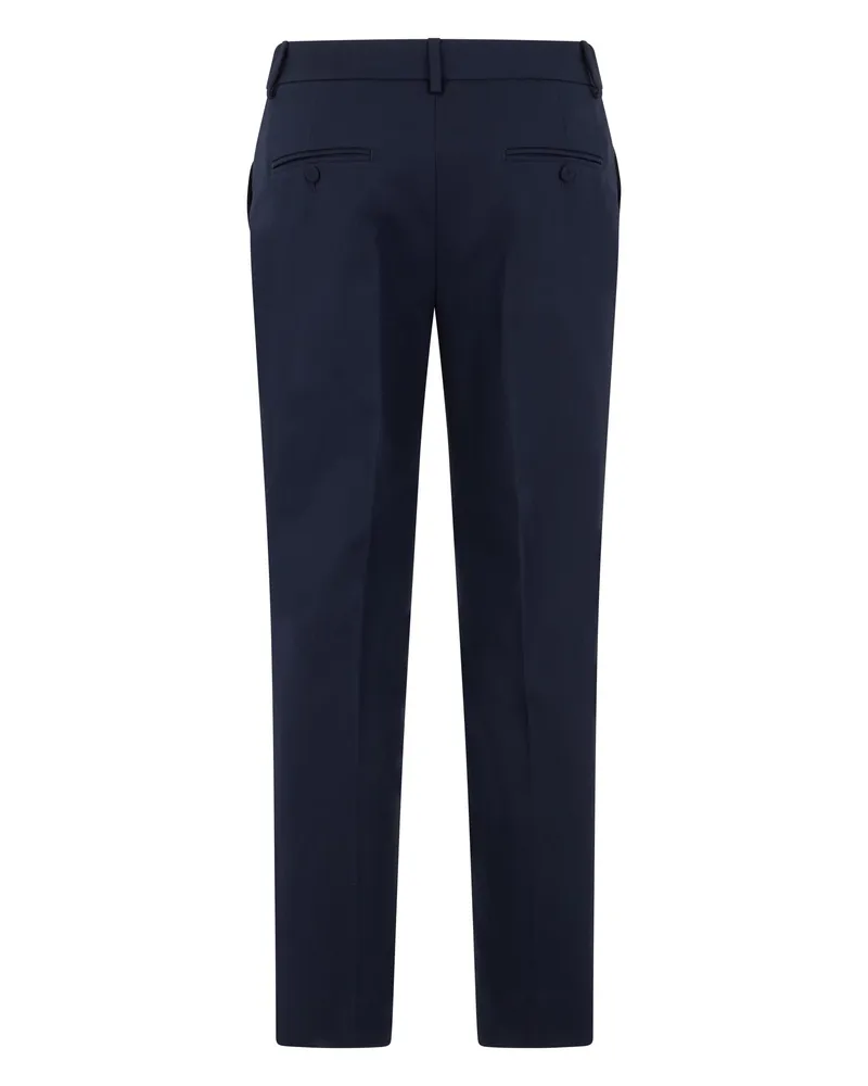 Max Mara Straight-Leg Cotton Trousers — Blue Blue