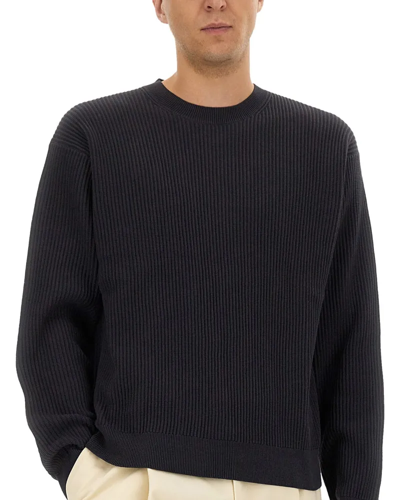 Studio Nicholson Cotton Knit Sweater — Blue Blue