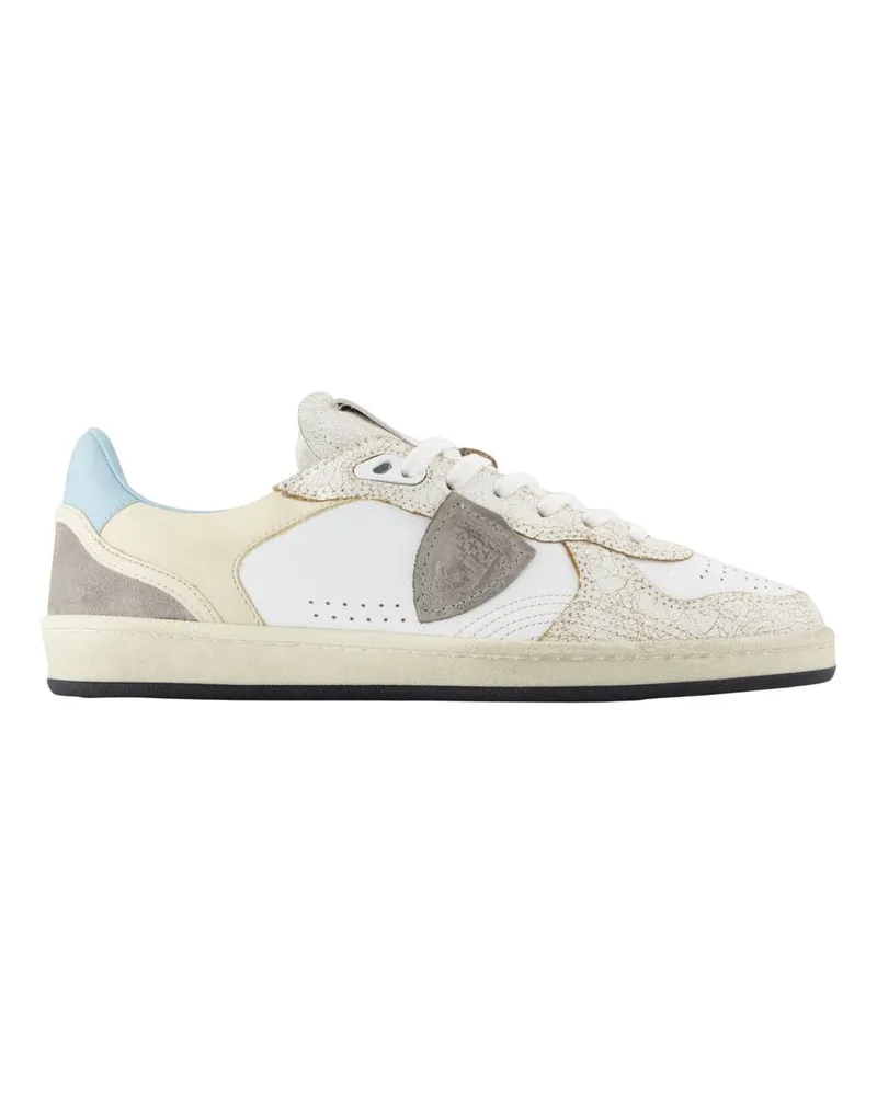 Philippe Model Men's Pgal Low Sneakers -  Leather White Calfskin Shoes White