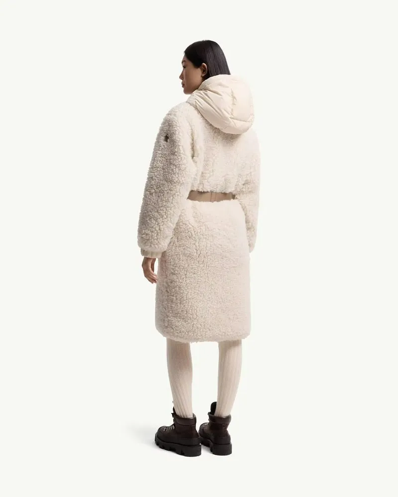 Moncler Quilted Textured Coat — Cream Cream