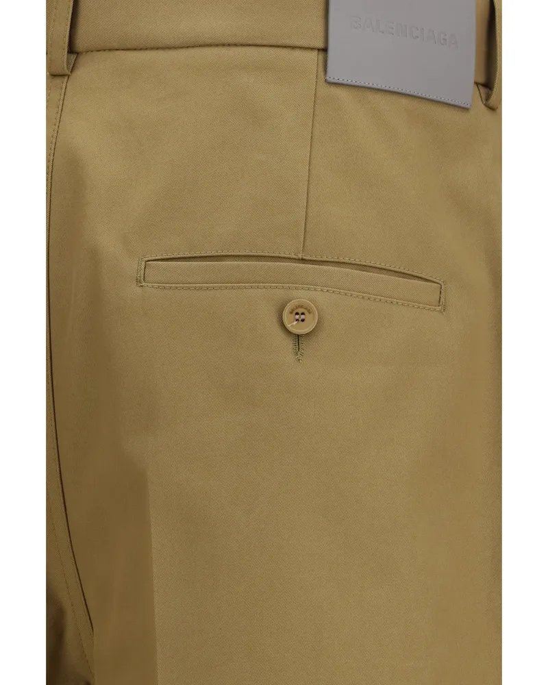 Balenciaga Men's Chino Pants Camel Cotton Trousers Camel
