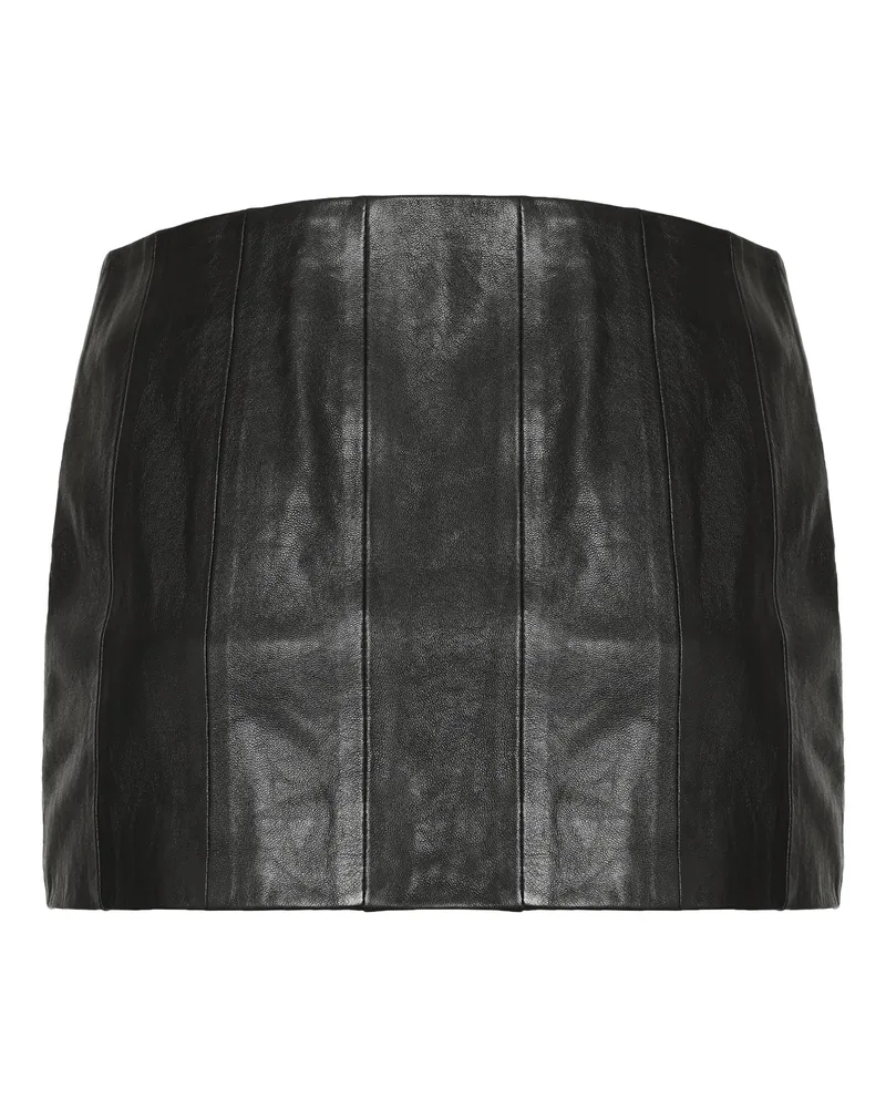 KHAITE Women's Meelar Leather Mini Skirt Black Lamb Black