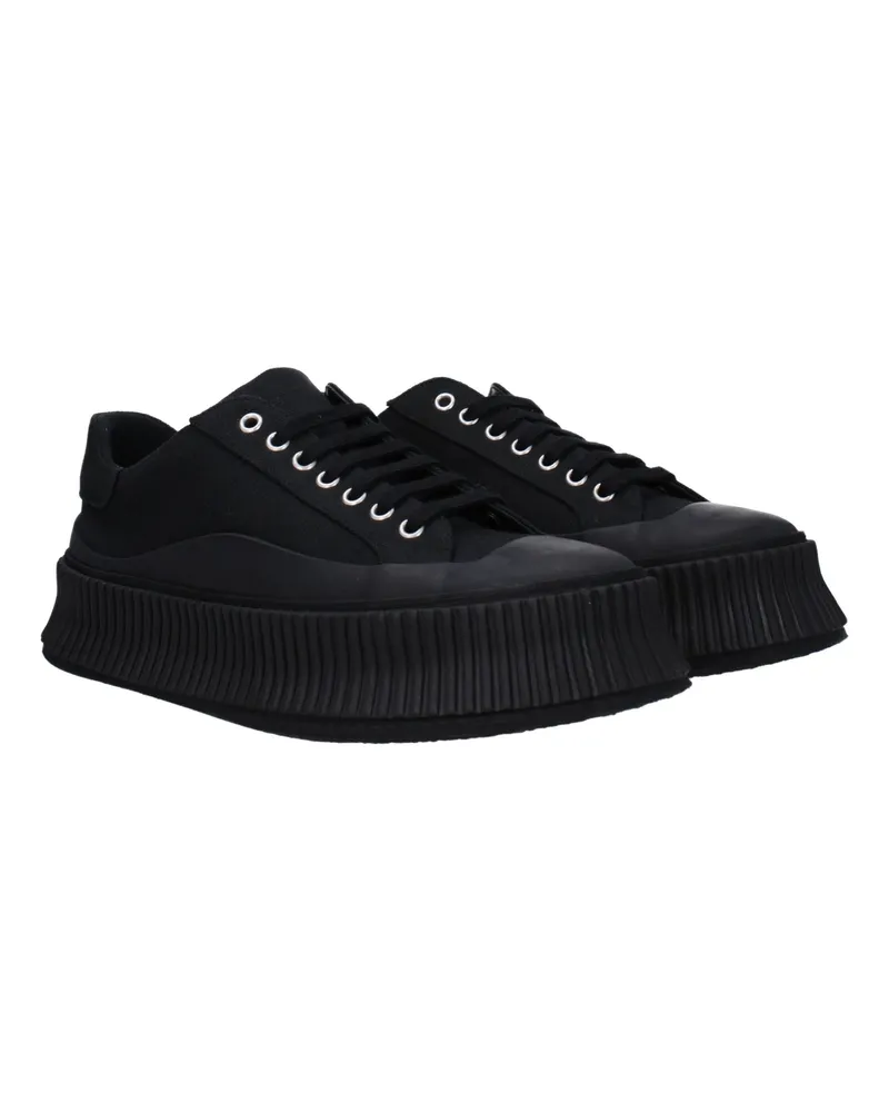 Jil Sander Men's Black Fabric Platform Sneakers Black