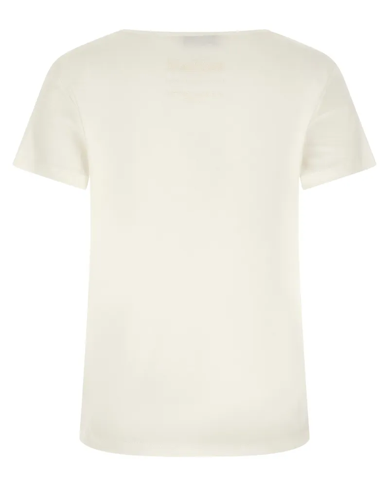 Max Mara Max Mara Embroidered Cotton Jersey T-Shirt — Cream Cream