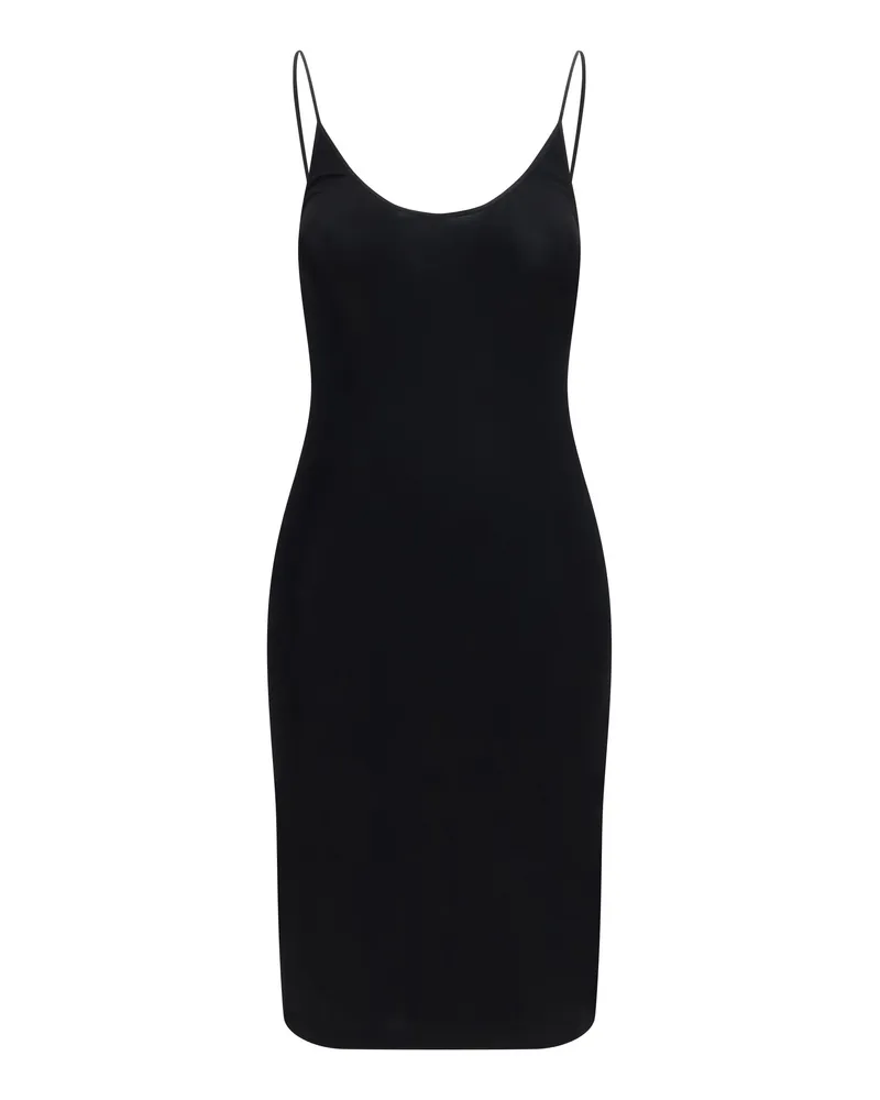Saint Laurent Women's Dress Cassandre Open-Back Ribbed-Knit Black Viscose Black