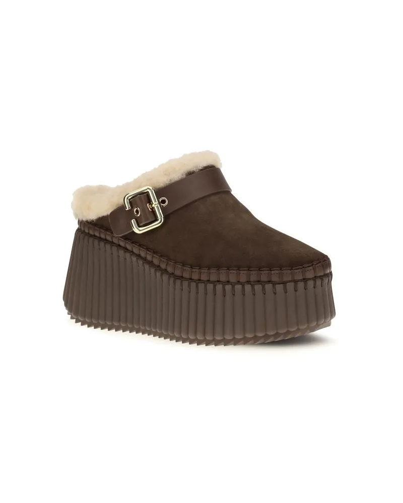 Chloé Nama Wedge Mule — Brown Brown