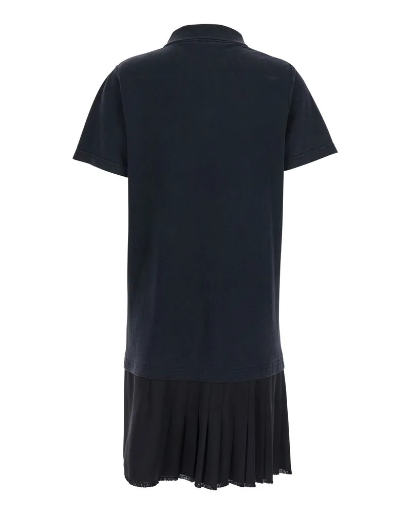 Balenciaga Women's Black Layered Dress With Polo Collar Cotton Black