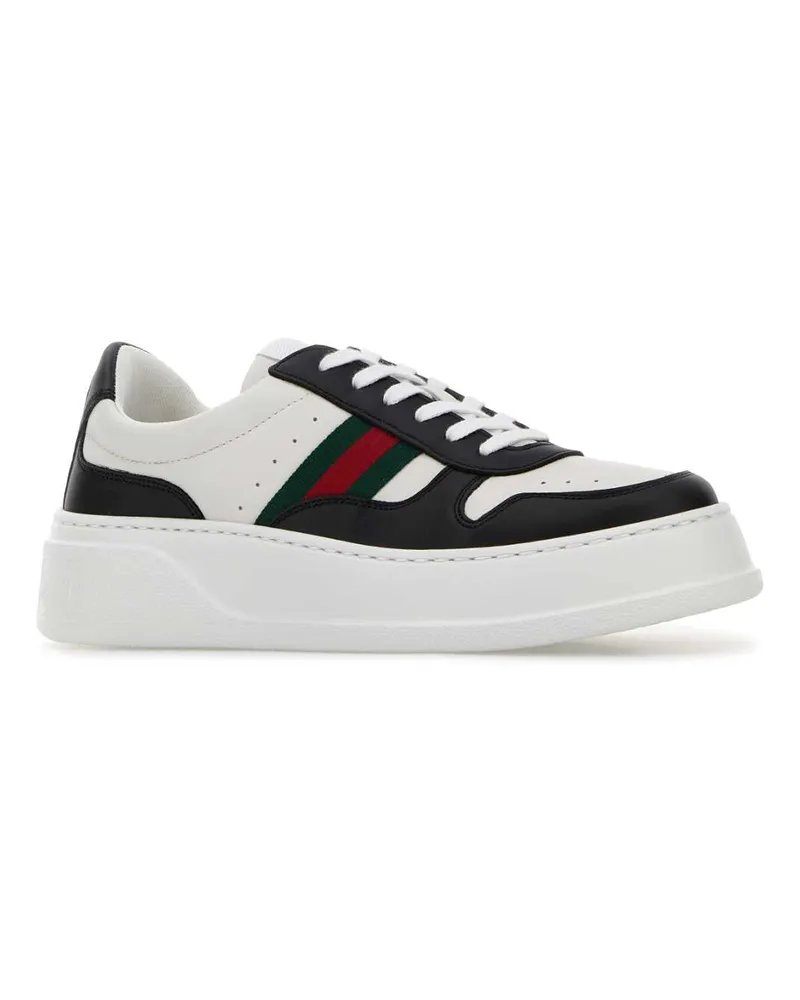 Gucci Women's Two-Tone Leather Sneakers Blackgreatwhitvrv Calf Skin Multicolor