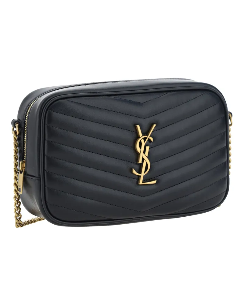 Saint Laurent Women's Lou Shoulder Bag Black Calf Leather Bos Taurus Black