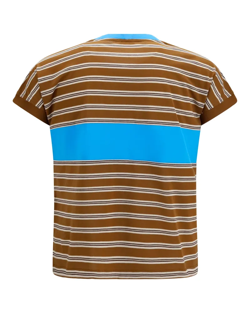 Versace Men's Cotton T-Shirt Striped Chestnut-Beige-Chocolate T-Shirts Chestnut/beige/chocolate And Polos Brown