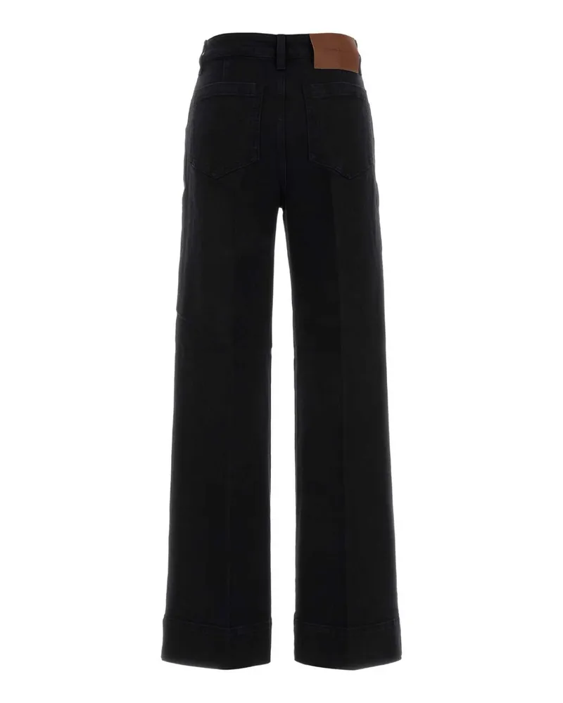 Victoria Beckham Wide-Leg Washed Cotton Jeans — Black Black