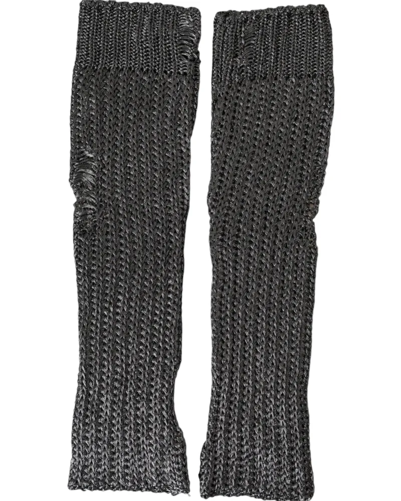 Dolce & Gabbana Women Gray Viscose Knitted Finger Less Gloves Polyester Film Fiber Gray