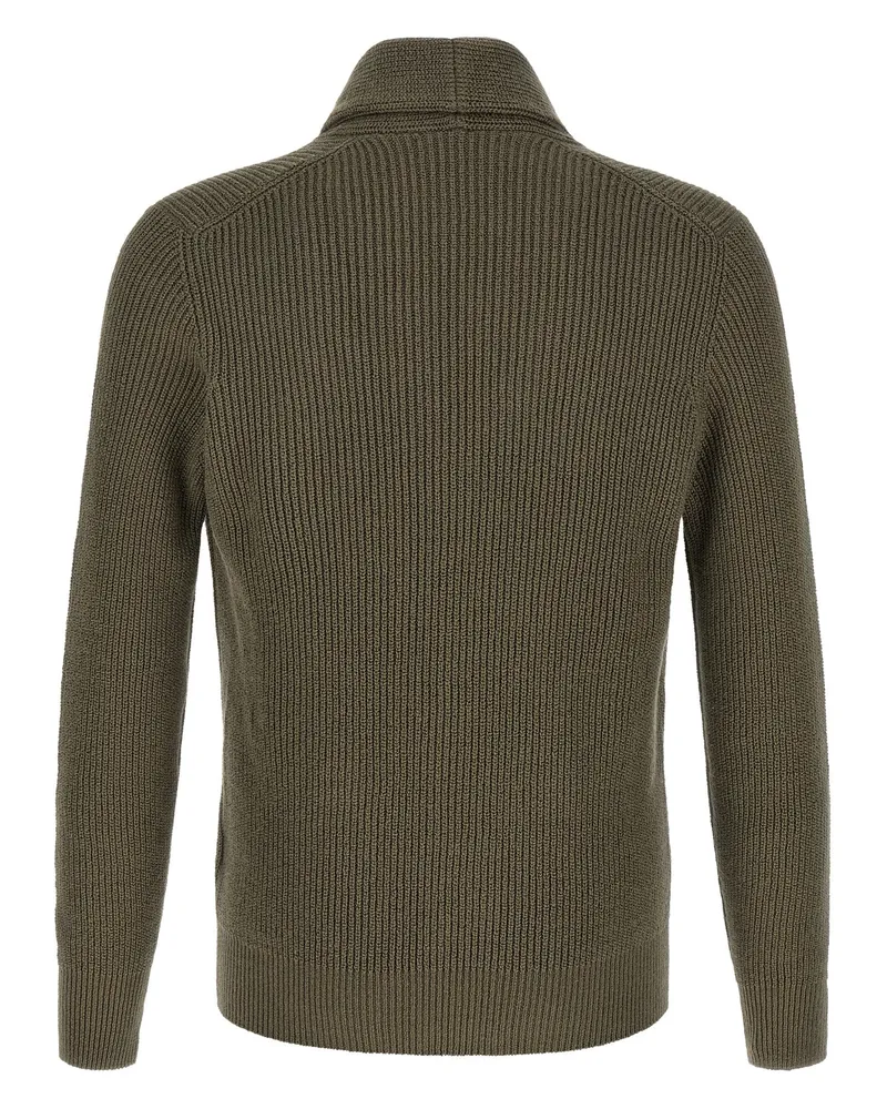 Brunello Cucinelli English Rib Cotton Cardigan — Gray Gray