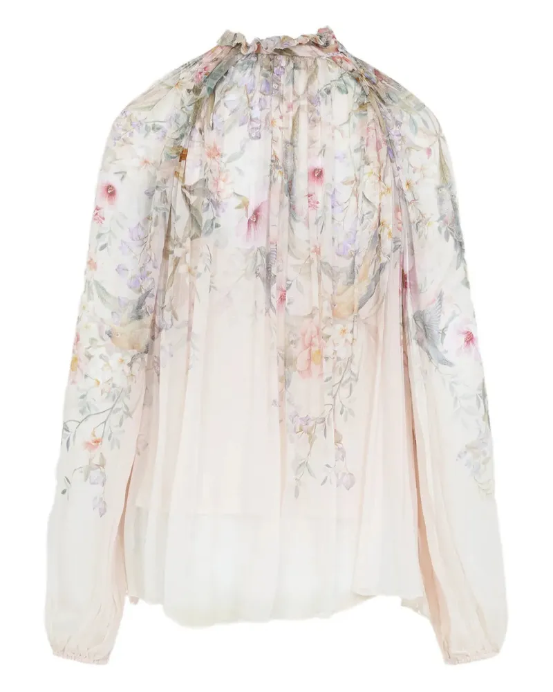 Zimmermann Women's Rebellion Billow Ruffled Floral-Pattern Top Ss26 W Cream