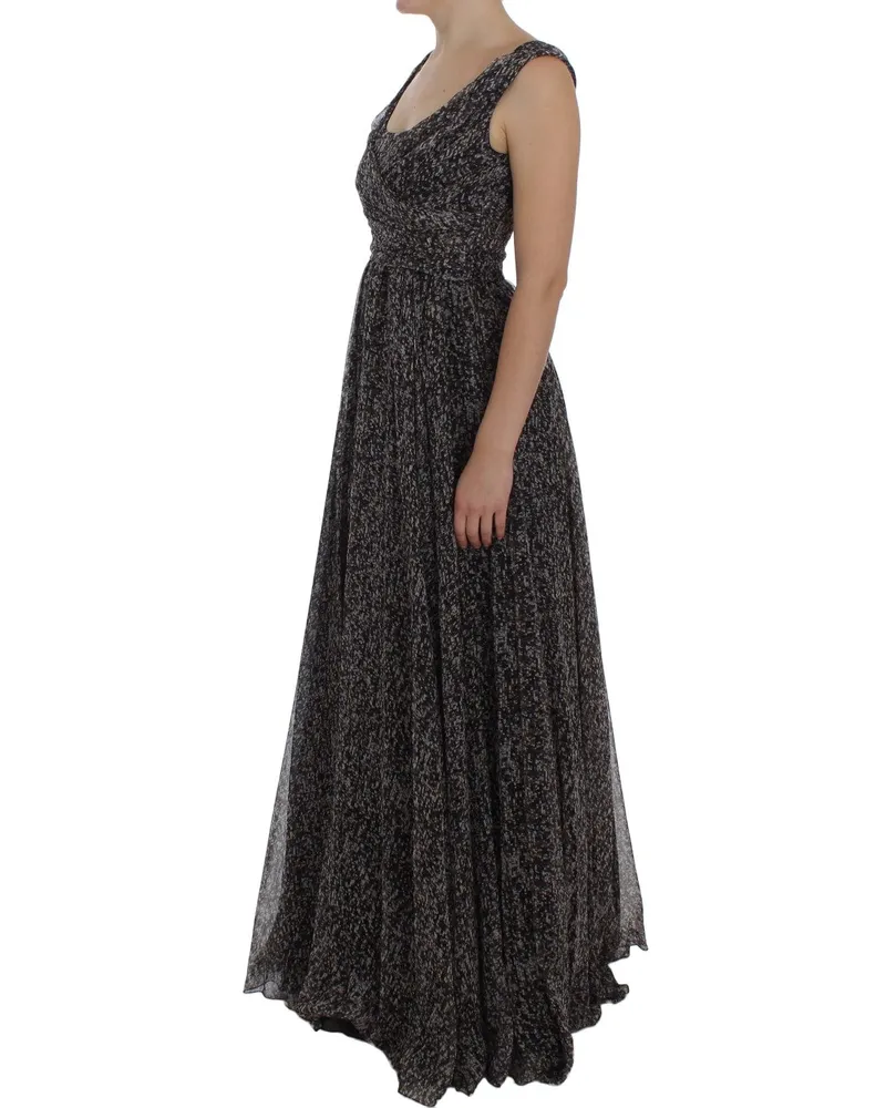 Dolce & Gabbana Women Dark Silk Shift Gown Full Length Dress Black