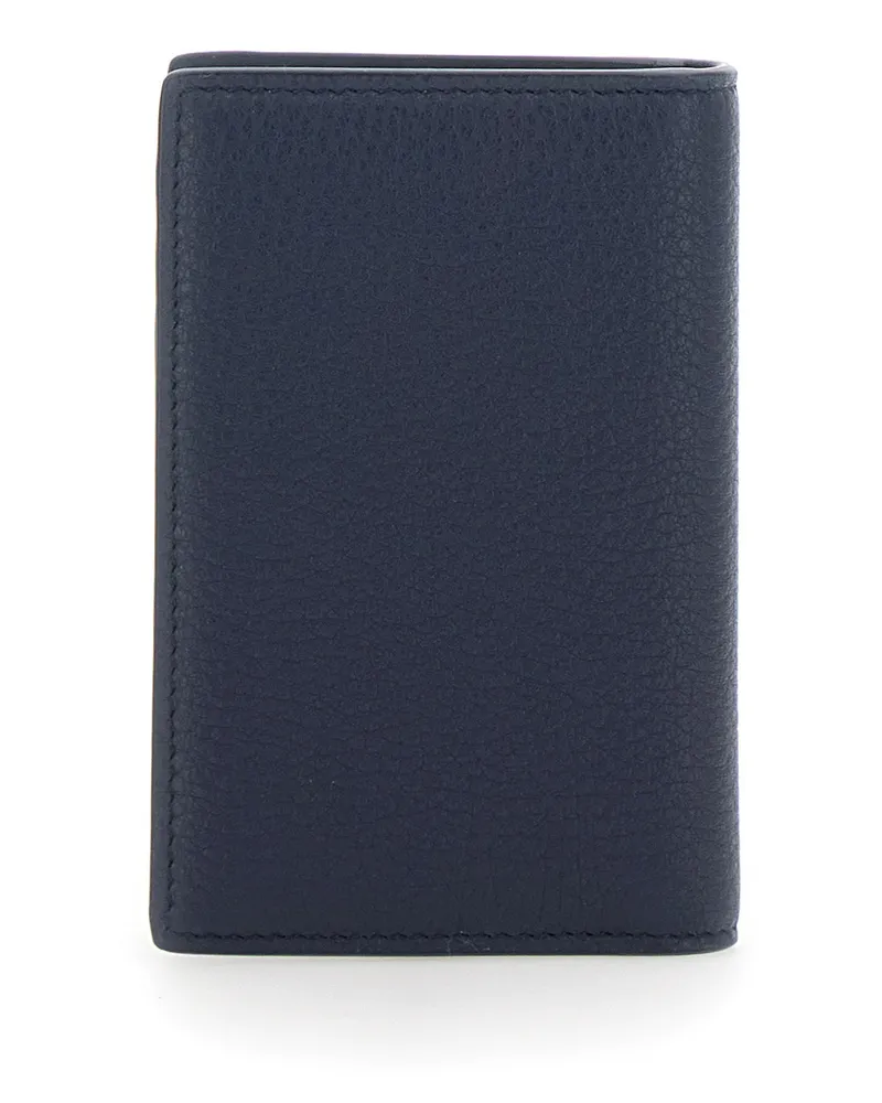 Dolce & Gabbana Men's Cardholder Blue Grained Leather Accessory Blue