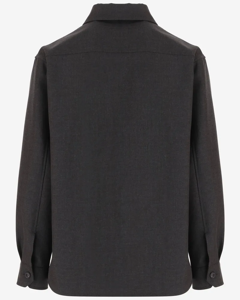 Valentino Garavani Men's Jacket Wool-Blend Dark Grey Nylon Gray
